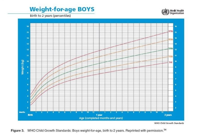 Biểu đồ cân nặng theo tuổi ở bé nam sơ sinh – 2 tuổi