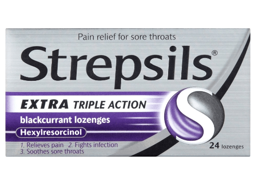 Viên ngậm Strepsils Extra Triple Action Blackcurrant Lozenges