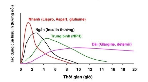đỉnh tác dụng của insulin sau khi tiêm dưới da
