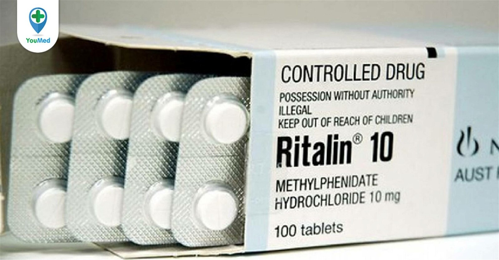 Hộp và vỉ thuốc Ritalin (methylphenidate)