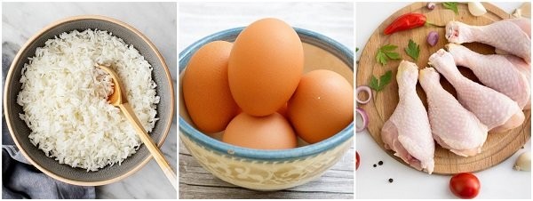 Trứng và thịt gà cung cấp nguồn protein dồi dào cho sự phát triển toàn diện của trẻ