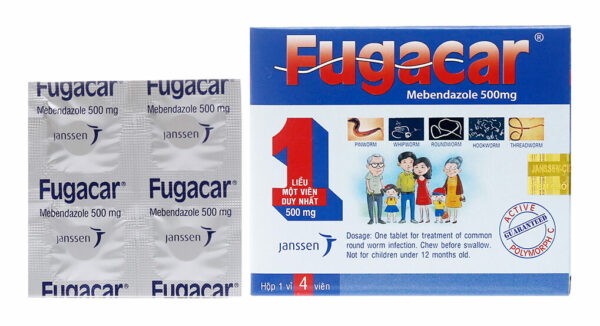 Thuốc Fugacar 500mg là thuốc tẩy giun có hoạt chất là mebendazol