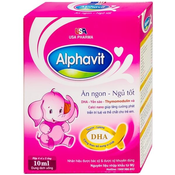 Alphavit hỗ trợ hệ tiêu hóa khỏe mạnh và tăng cường hấp thu dinh dưỡng, giúp bé ăn ngon miệng