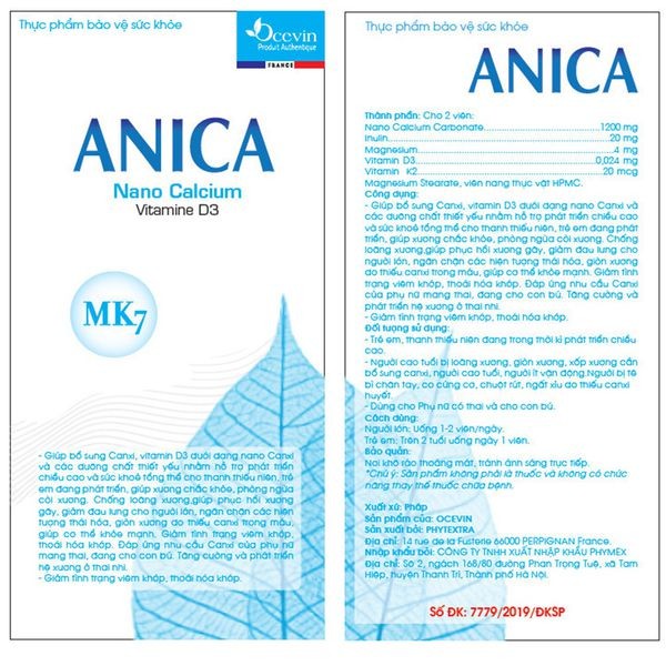 Thông tin cần biết về viên uống bổ sung canxi Anica Phytextra