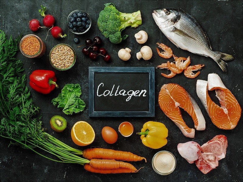 Collagen có thể được bổ sung thông qua chế độ dinh dưỡng hợp lí