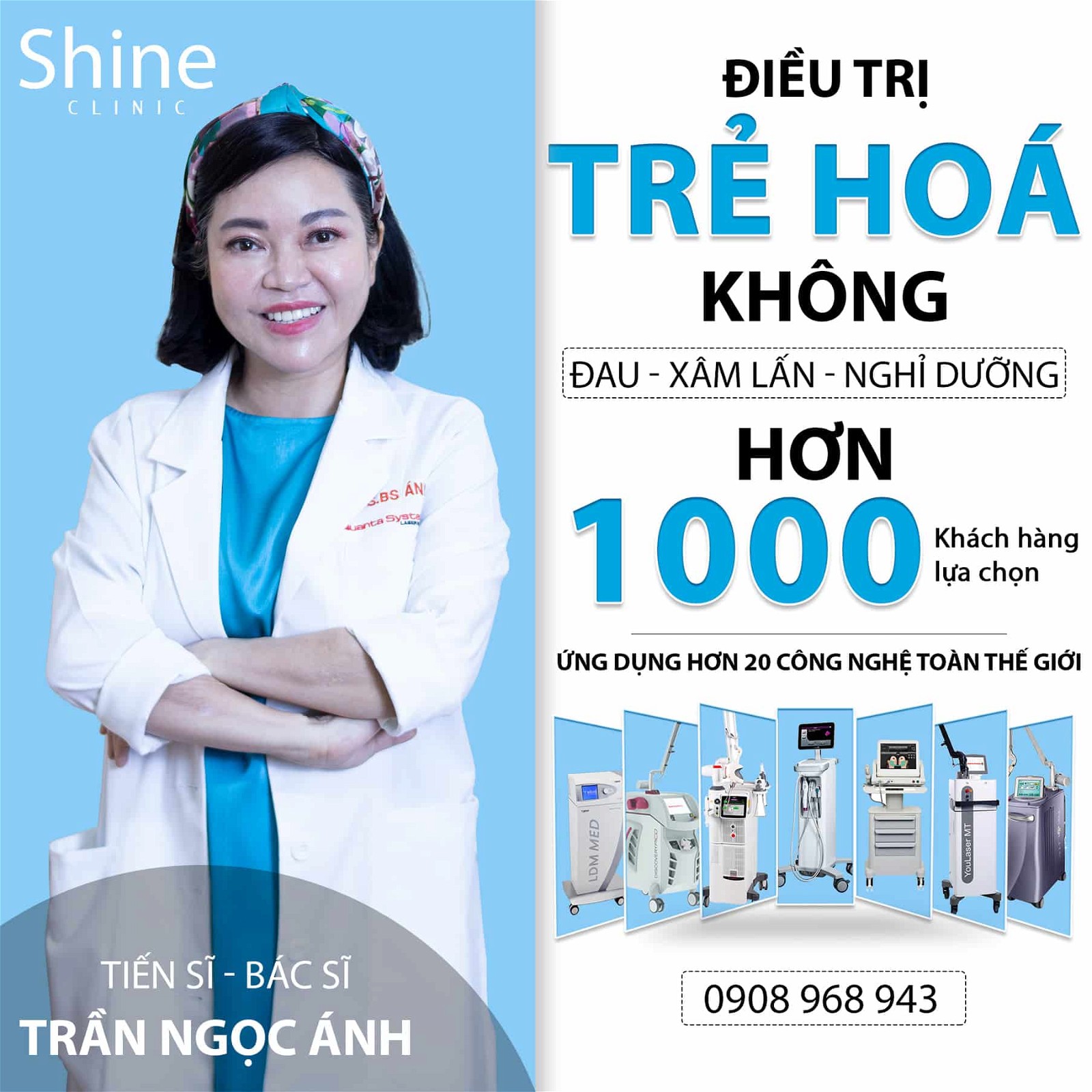 Shine Clinic dưới sự dẫn dắt của TS. BS Trần Ngọc Ánh với gần 40 năm kinh nghiệm điều trị cho hàng triệu bệnh nhân. 