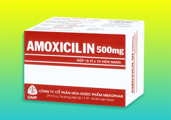 Kháng sinh Amoxicillin 500 mg Mekophar hộp 10 vỉ x 10 viên