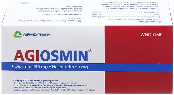 Thuốc Agiosmin 500mg có thành phần chính là diosmin và hesperidin