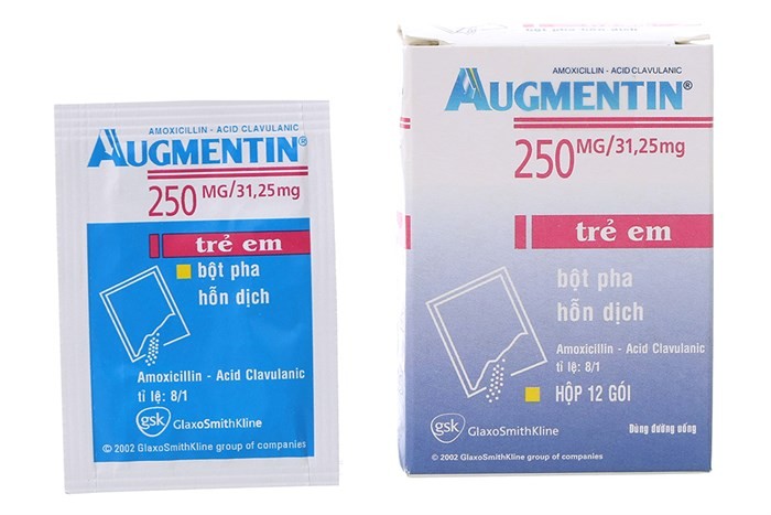 Thuốc kháng sinh Augmentin cho trẻ em hàm lượng 250 mg / 31,25 mg