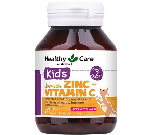 Viên nhai bổ sung kẽm Healthy Care ZinC + Vitamin C đến từ thương hiệu Healthy Care của Úc