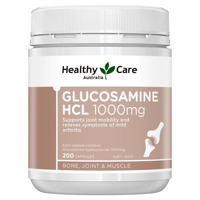Một dòng sản phẩm khác bổ sung glucosamine của Healthy Care là Glucosamine HCL 1000 mg
