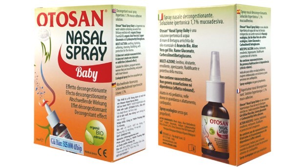 Bao bì Otosan Nasal Spray Baby chính hãng có nhiều thông tin cần thiết về sản phẩm